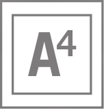 A gray icon showing a large letter "A" with a smaller superscript "4" inside a square, indicating A4 paper size.