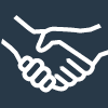 Website_Icons_100x100px17.png White outline of two hands shaking, set against a dark blue background, symbolizing agreement or partnership.